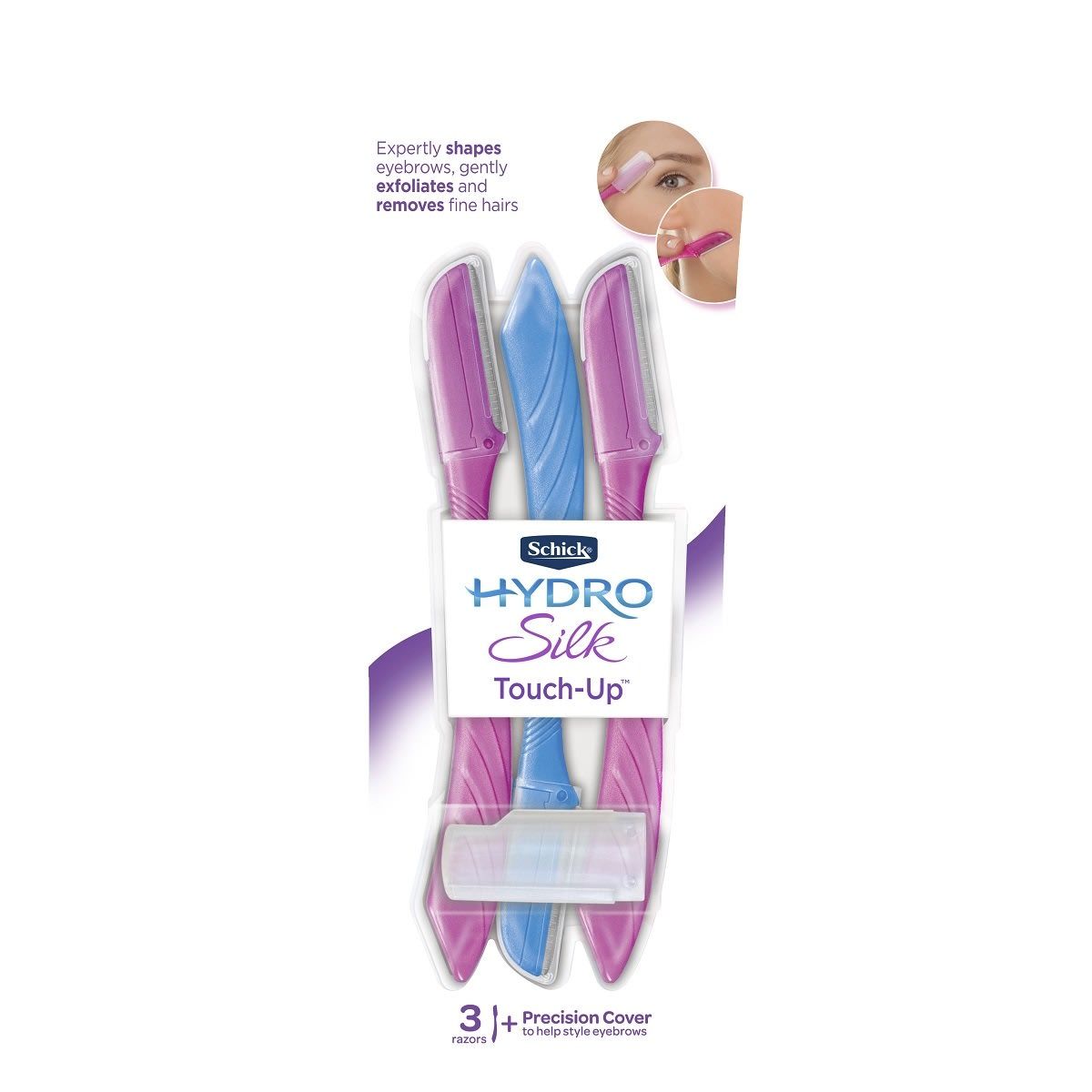 Schick 4 Pack Hydro Silk Touch-Up Razors and Precision Cover Eyebrow Shaper Set