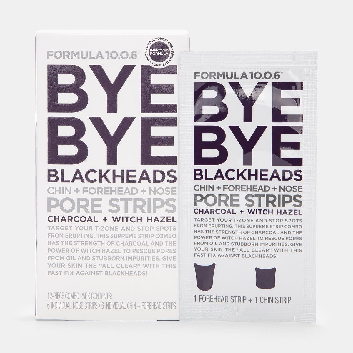 Formula 10.0.6 Bye Bye Blackheads Chin, Forehead and Nose Pore Strips - Charcoal & Witch Hazel