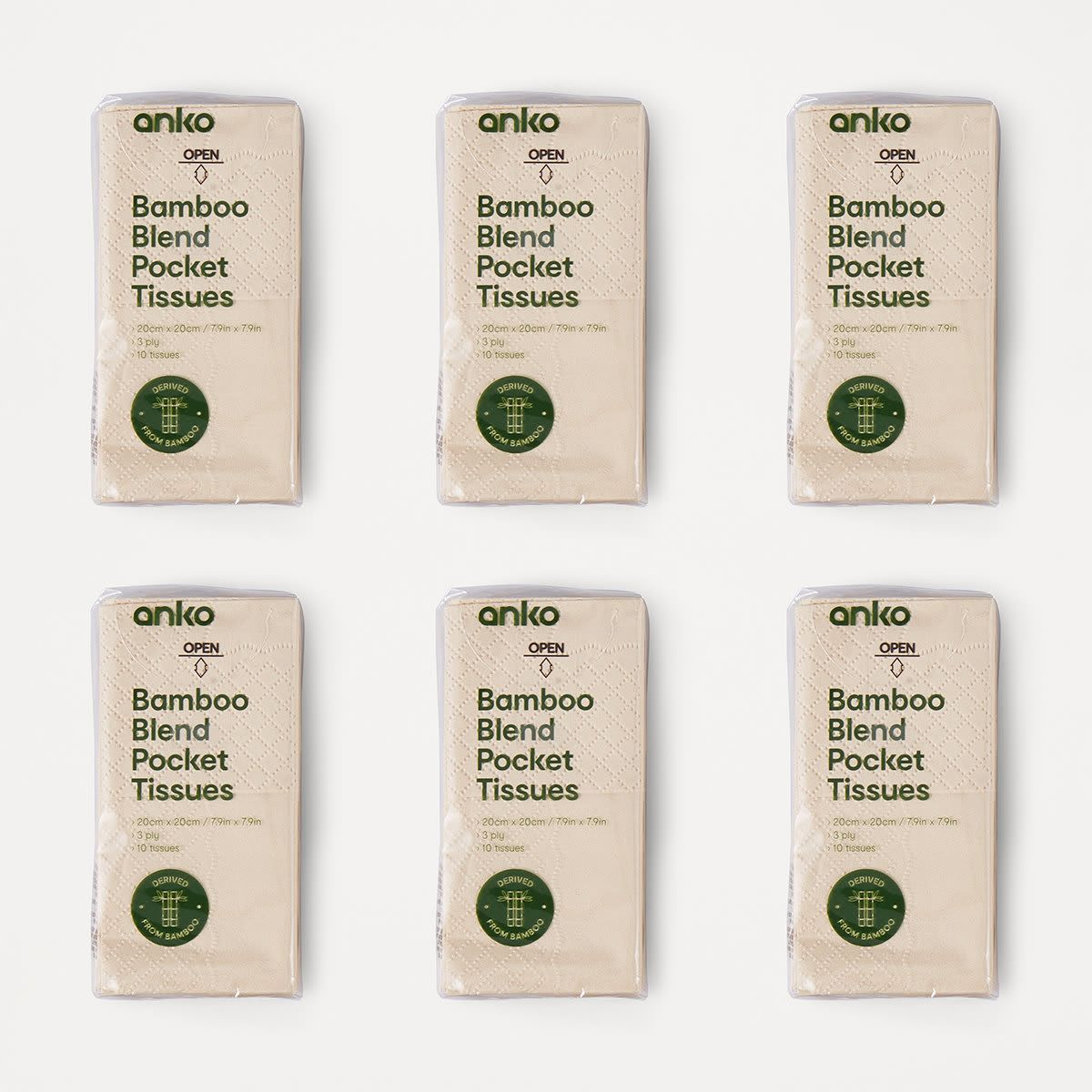 6 Pack Bamboo Blend Pocket Tissues