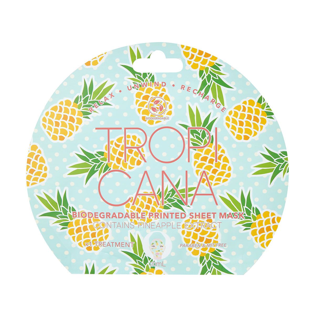 Tropicana Biodegradable Printed Sheet Mask 20ml - Pineapple Extract