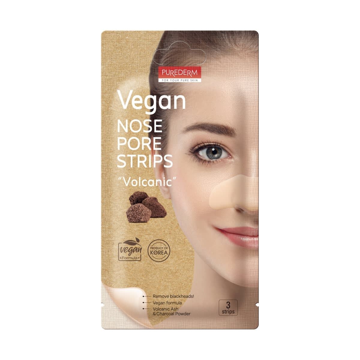 Purederm Vegan Nose Pore Strips - Volcanic Ash and Charcoal Powder