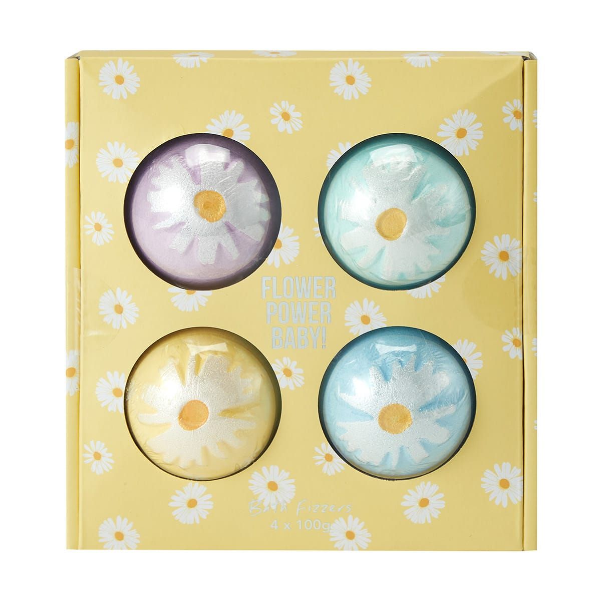 4 Pack Flower Power Baby! Bath Fizzers 100g
