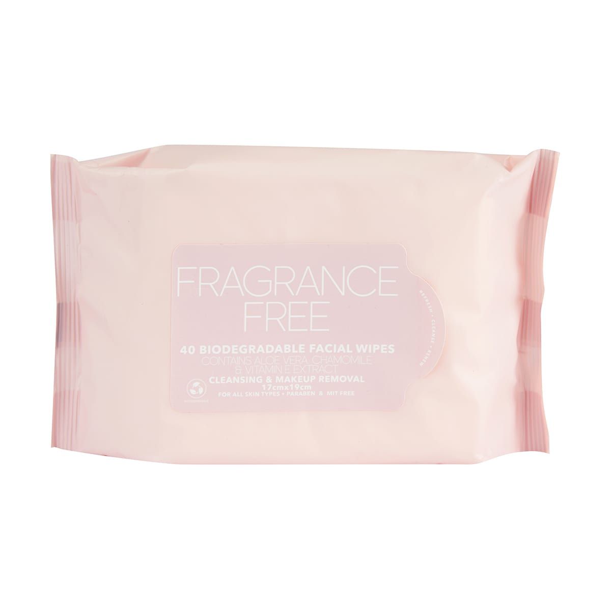 40 Pack Cleansing & Makeup Removal Biodegradable Facial Wipes - Fragrance Free