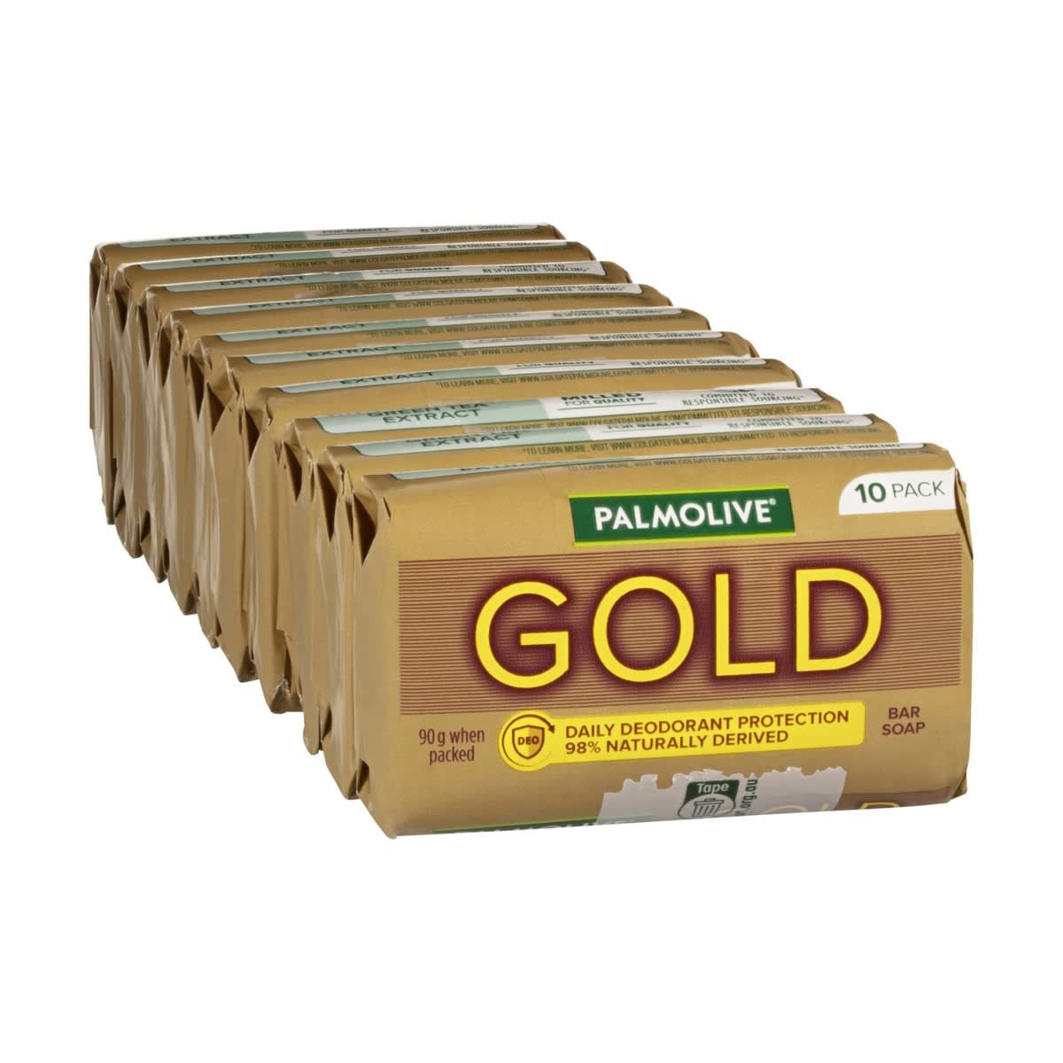 Palmolive 10 Pack Gold Daily Deodorant Protection Bar Soap 90g