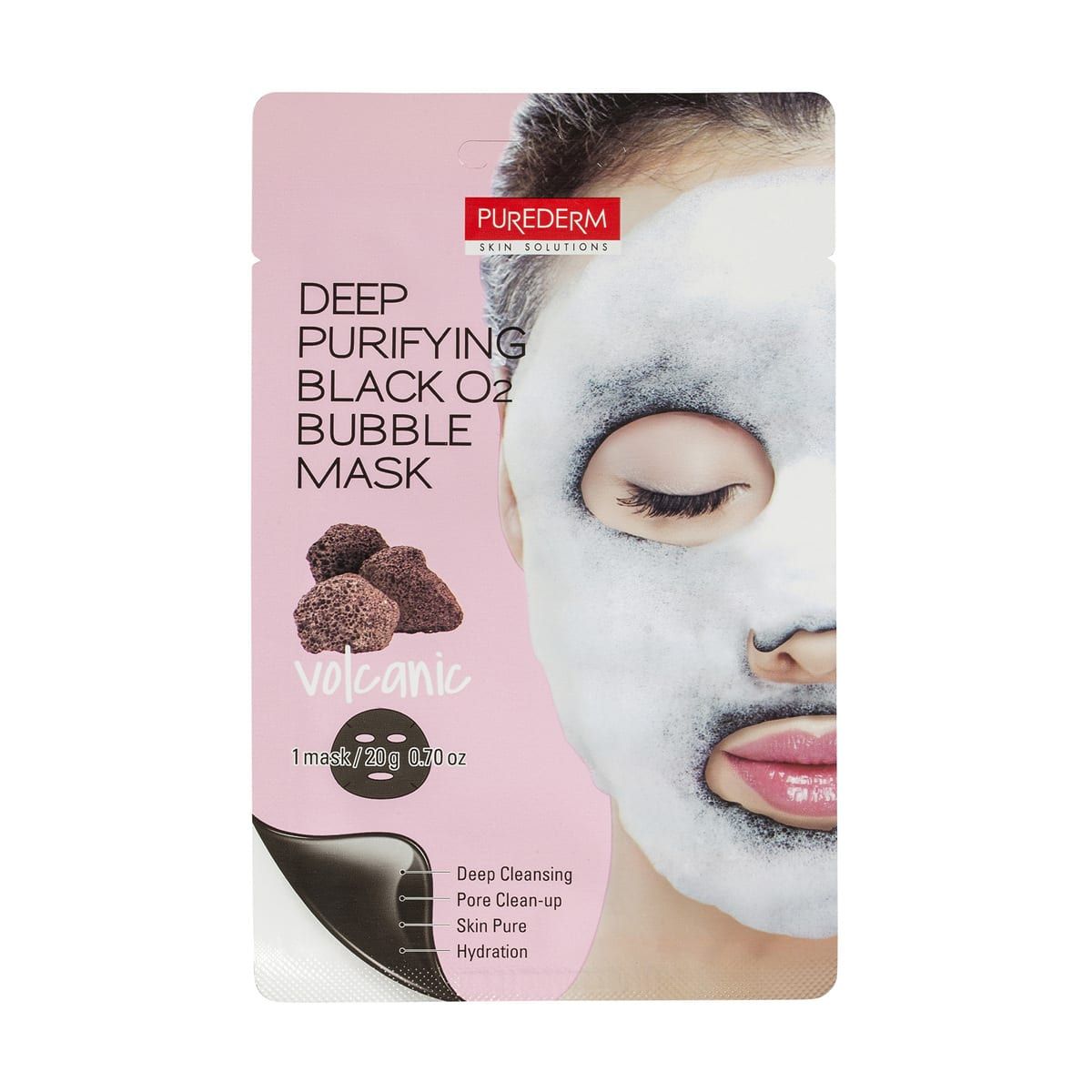Purederm Volcanic Deep Purifying Black O2 Bubble Mask 20g