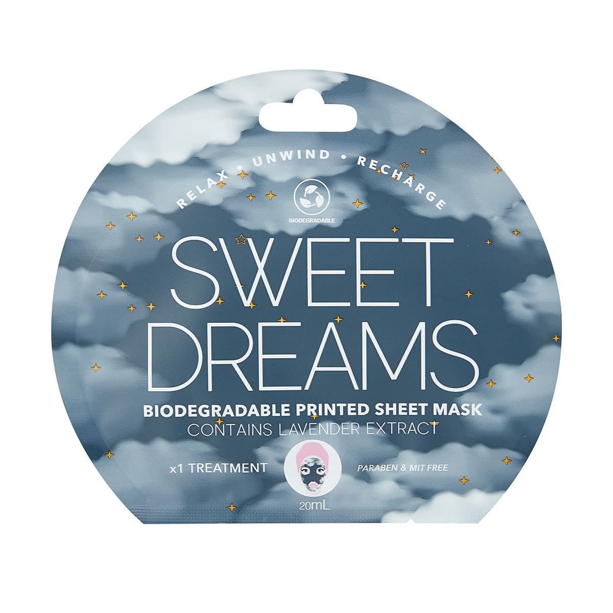 Sweet Dreams Biodegradable Printed Sheet Mask 20ml - Lavender Extract