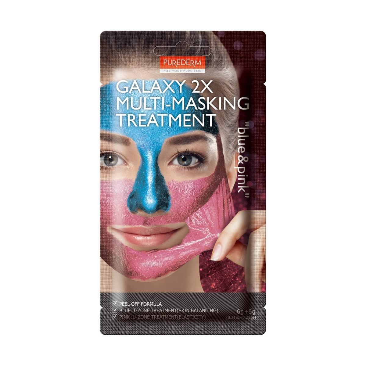 Purederm Galaxy 2x Multi-Masking Treatment Blue & Pink Facial Mask 12g