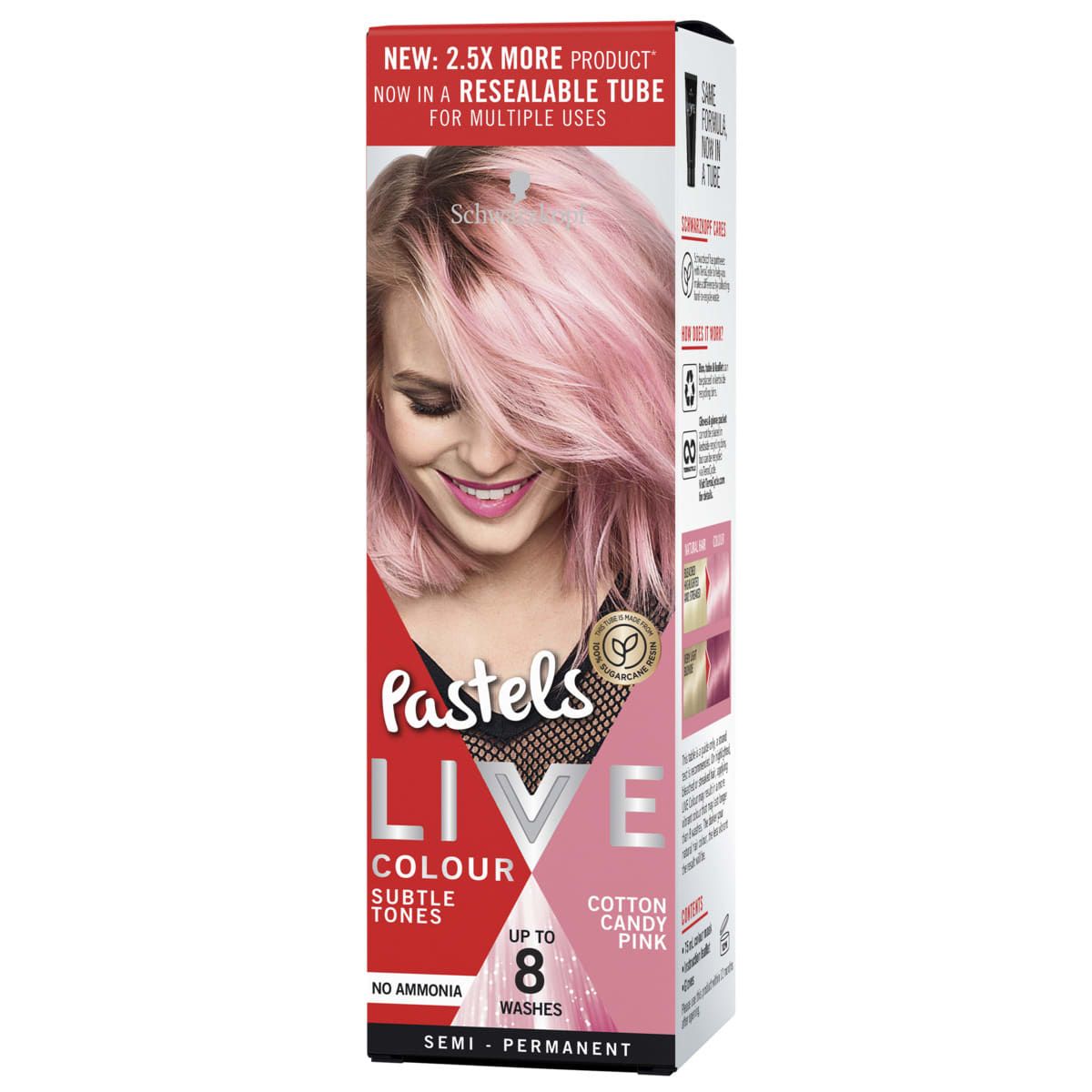 Schwarzkopf Live Colour Pastels Hair Colour 75ml - Cotton Candy Pink