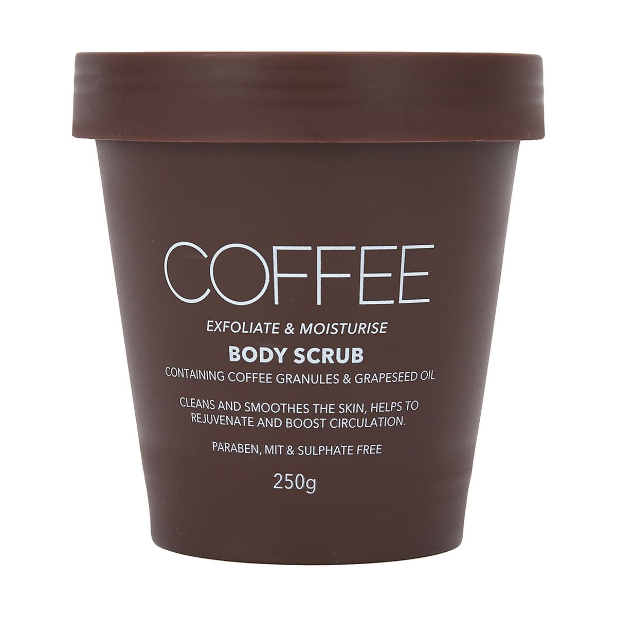 Exfoliate & Moisturise Body Scrub 250g - Coffee Granules & Grapeseed Oil
