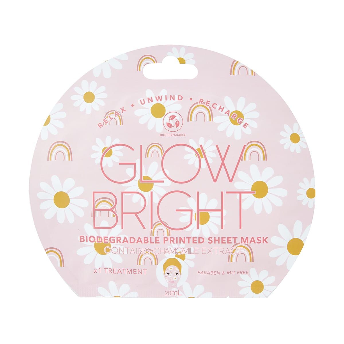 Glow Bright Biodegradable Printed Sheet Mask 20ml - Chamomile Extract