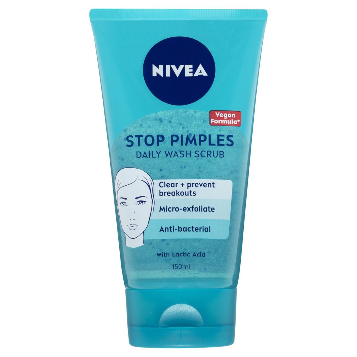 Nivea Stop Pimples Daily Wash Scrub 150ml - Magnolia Extract and Lactic Acid