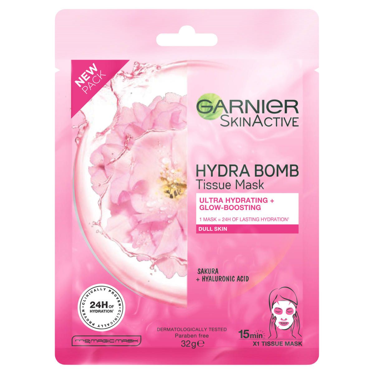 Garnier SkinActive Hydra Bomb Tissue Mask 32g - Sakura & Hyaluronic Acid