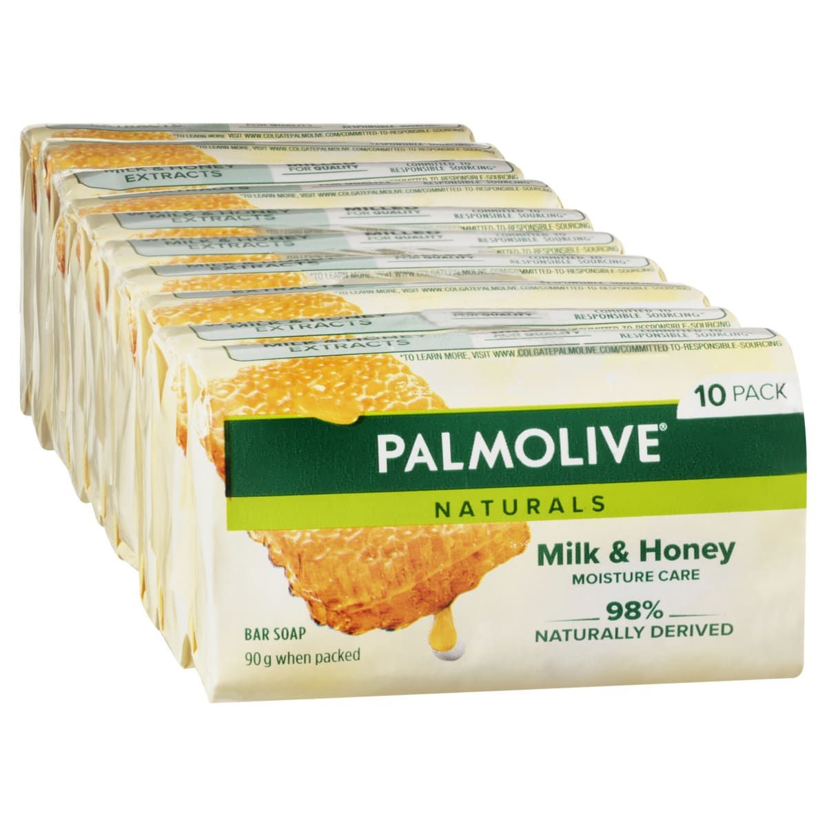 Palmolive 10 Pack Naturals Moisture Care Bar Soap 90g - Milk & Honey