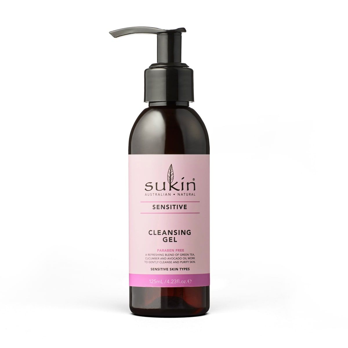 Sukin Sensitive Cleansing Gel Pump 125ml - Green Tea, Cucumber and Avocado Oil