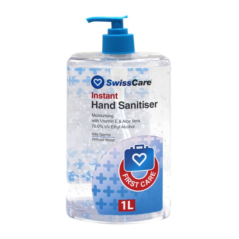 Swisscare Instant Hand Sanitiser 1L - Vitamin E & Alove Vera