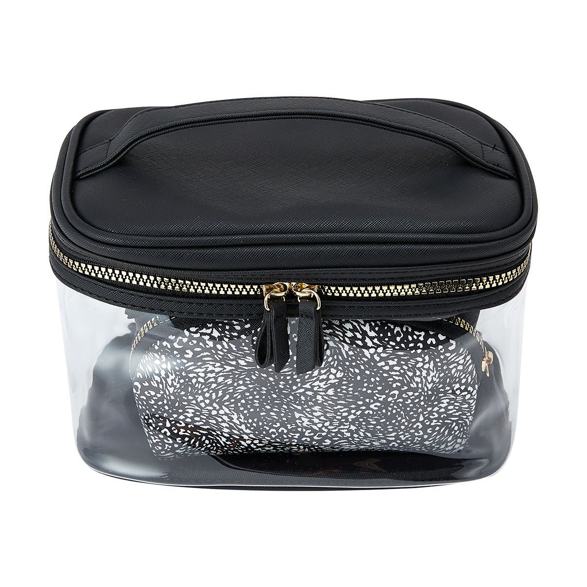 3 Piece Cosmetic Bag Set - Black
