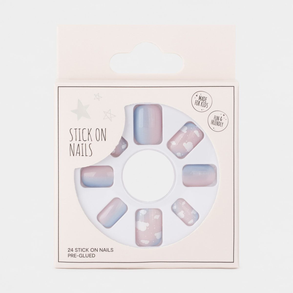 OXX Studio 24 Pack Pre-Glued Stick-On Nails - Pastel Clouds