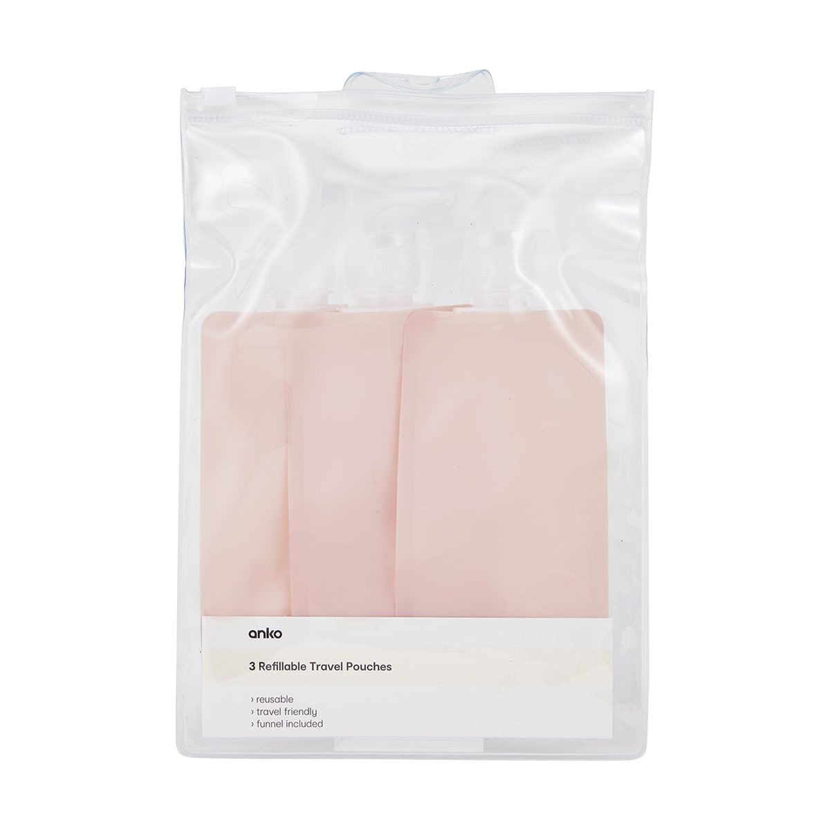3 Pack Refillable Travel Pouches - Rose