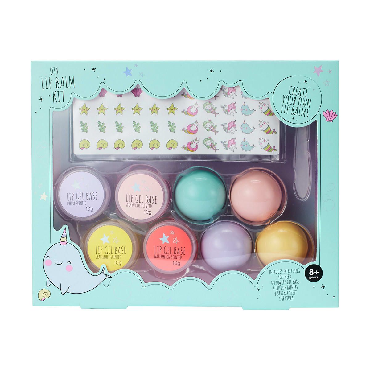 DIY Lip Balm Kit - Watermelon, Cherry, Grapefruit and Strawberry Scented