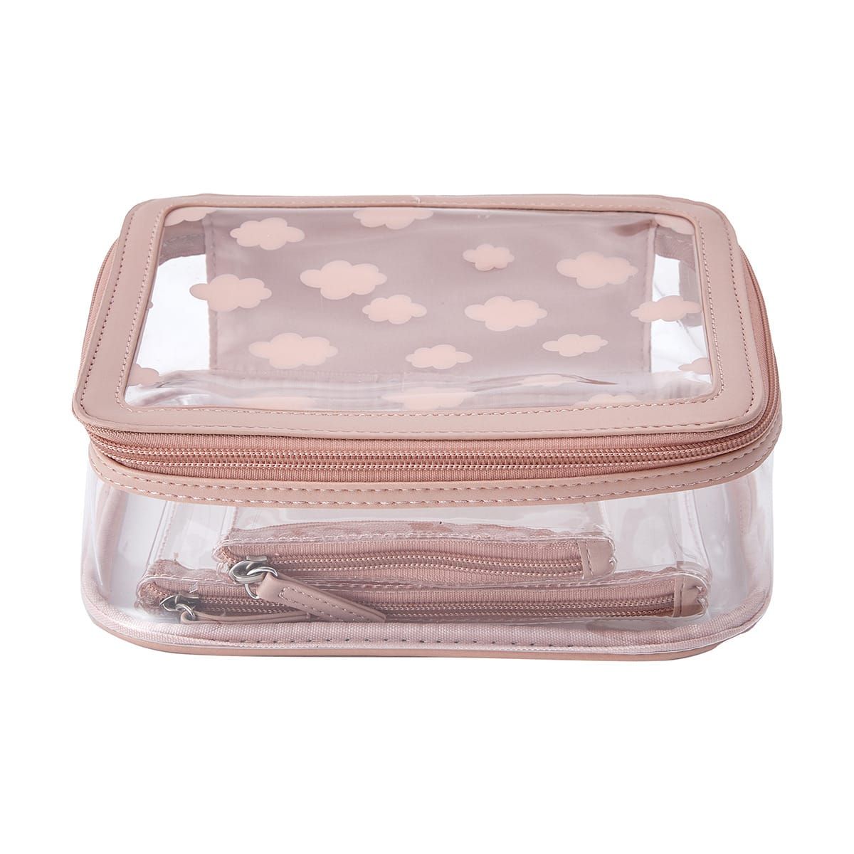 Cosmetic Bag Set - Clear Pink