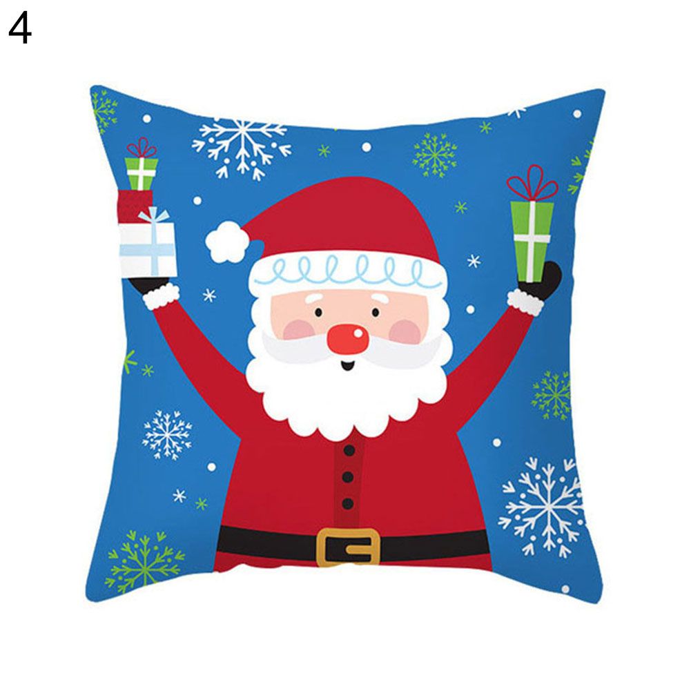 Xmas Santa Snowman Elk Flower Letter Pillow Case Cushion Cover Bed Car Decor