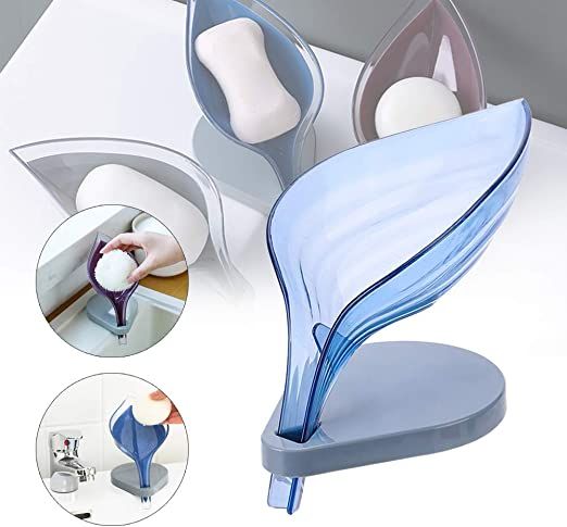 1 pcs Leaf Shape Soap Holder Self Draining Plastic Soap Dish Saver box for Shower, Bathroom, Kitchen, Sink