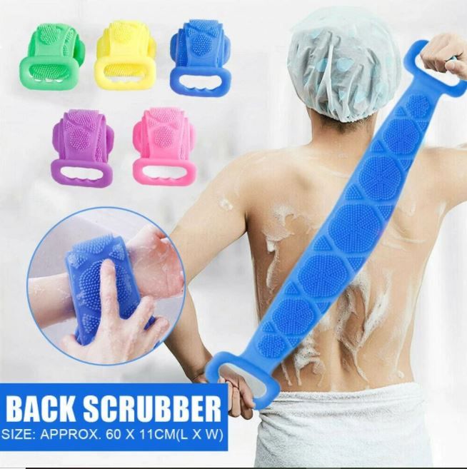 Body Cleaning Massage Double Sided Back Scrubber Exfoliating Soft Long Silicone Bath Belt Massage Brush Silicone Strap Rubbing Towel Artifact Backrubbing Bath Exfoliating Scrub Rubbing Towel Towel Strong Back rubbing Towel