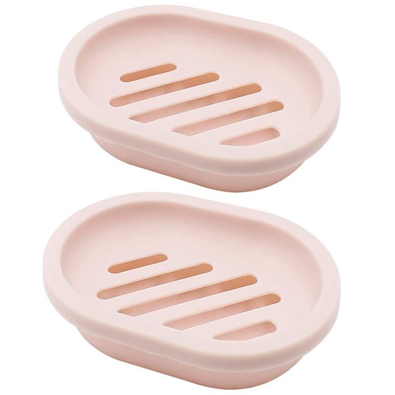 2-Pack Soap Dish with Drain, Soap Holder, Soap Saver, Easy Cleaning, Dry, Stop Mushy Soap