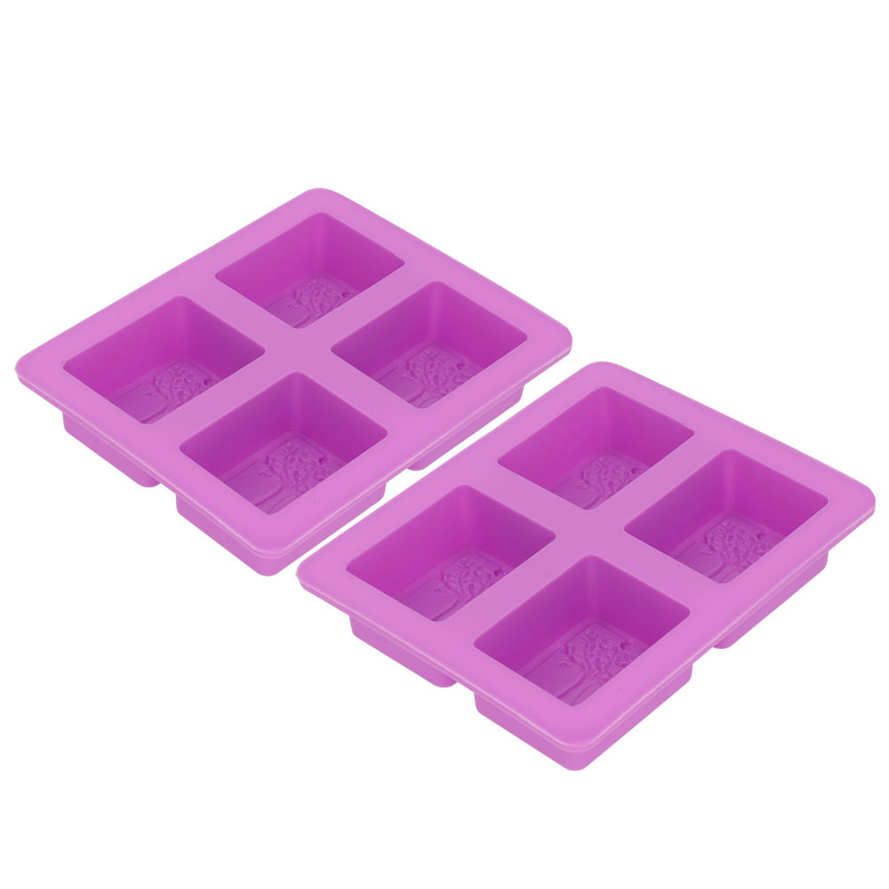 Buy Ying 2Pcs Purple 4-Grids Square Organic Silicone Soap Mould DIY Cake Chocolate Baking Mold Tray