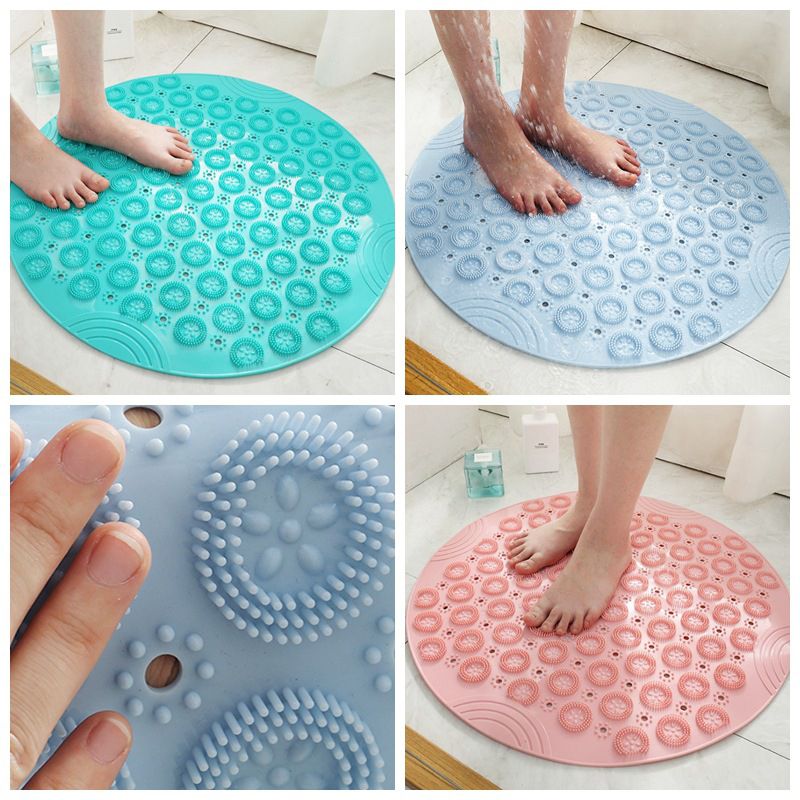 1 pcs 55cm Round PVC Non-slip Bathroom Mat Silicone Shower Bath Mat Foot Brush Dead Skin Point Bead Pad Bathroom Non-slip Mat with high wear resistance
