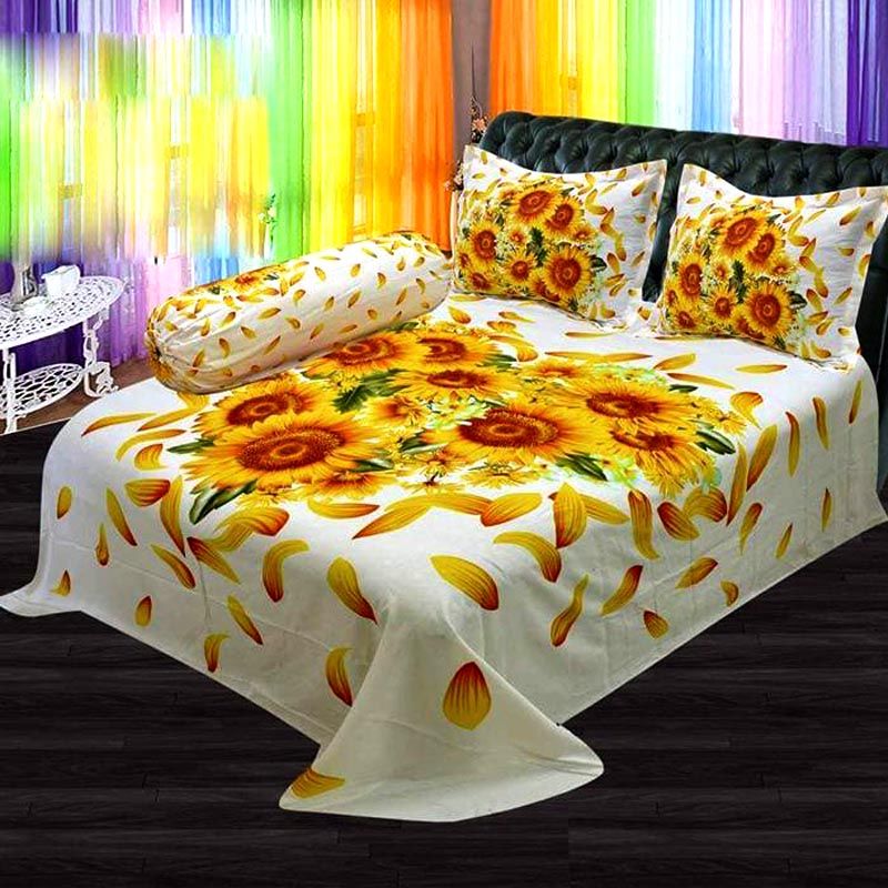 King Size Bedsheet With Two Pillow Covers 3 Piece Set