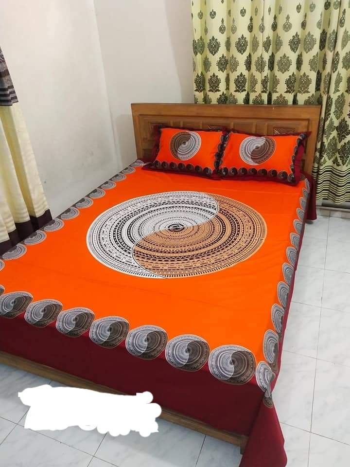 Digital Home Tex Cotton Fabric 7.5 Feet By 8 Feet Multicolor King Size Bedsheet With Two Matching Pillow Covers