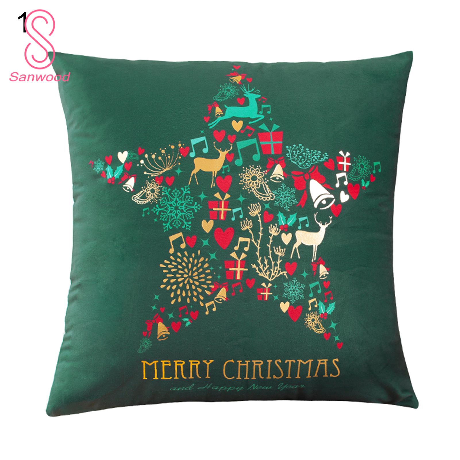 Throw Pillow Covers Soft Washable Polyester Christmas Decor Square Pillow Cushion for Home