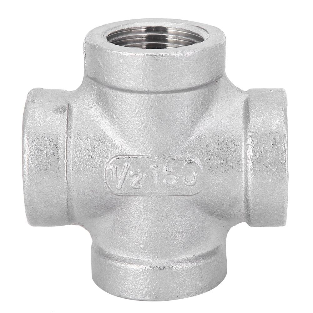 G1/2 Female Thread Stainless Steel 4‑Way Threaded Pipe Connector Adapter Fittings