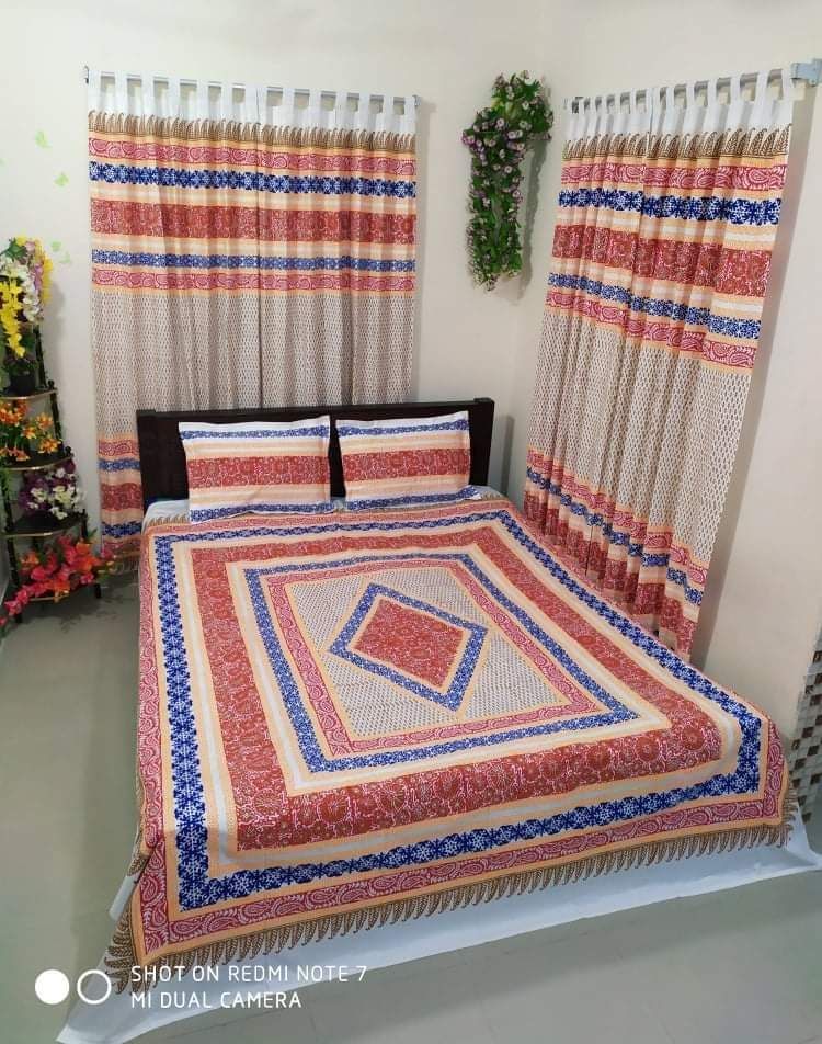 Cotton King Size Bedsheet set - 7pcs - Multicolor