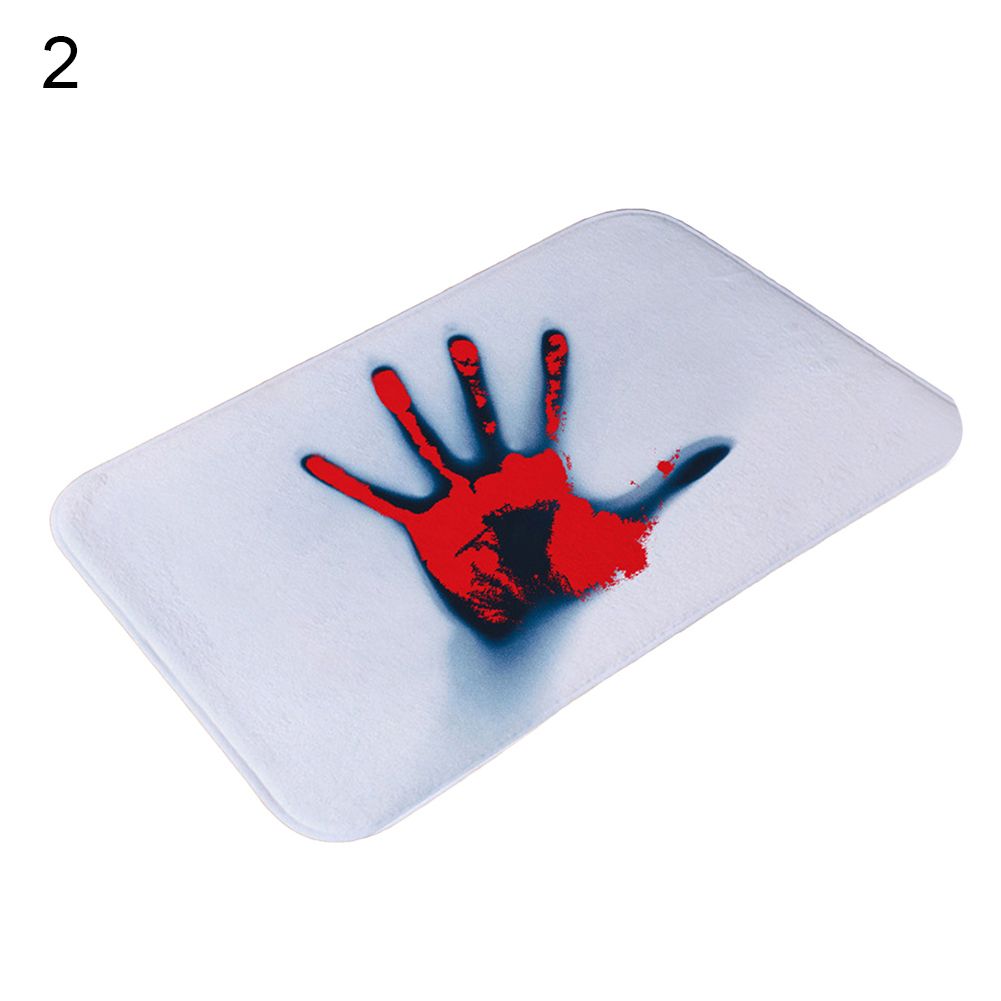 Halloween Bloody Footprint Bath Mat Pad Non-slip Rug Bleeding Shower Carpet