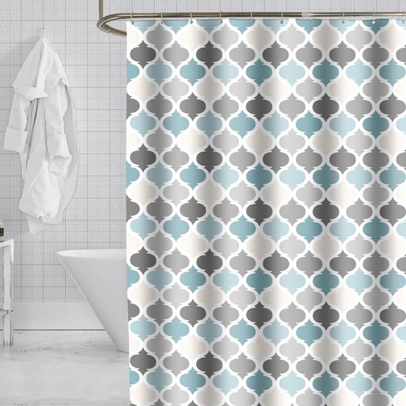 Colorful gray-green lanterns printing thick polyester shower curtain bathroom waterproof shower curtain partition shower curtain with 12pcs hooks