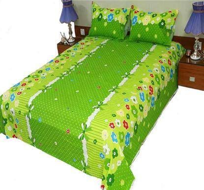 Cotton Fabric Multicolor Print 7.5 by 8.5 Feet Double King Size Bedsheet Set with Two Pillow Covers By Bonolota Express