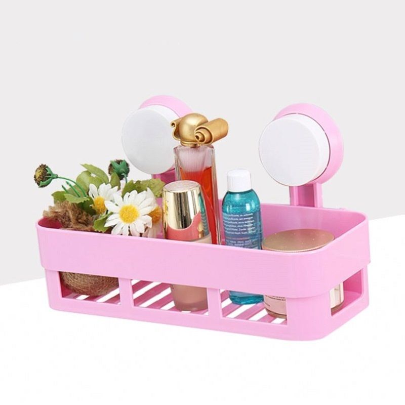 Sucker Edge Plastic Bathroom and Kitchen Storage Shelf - Multi color