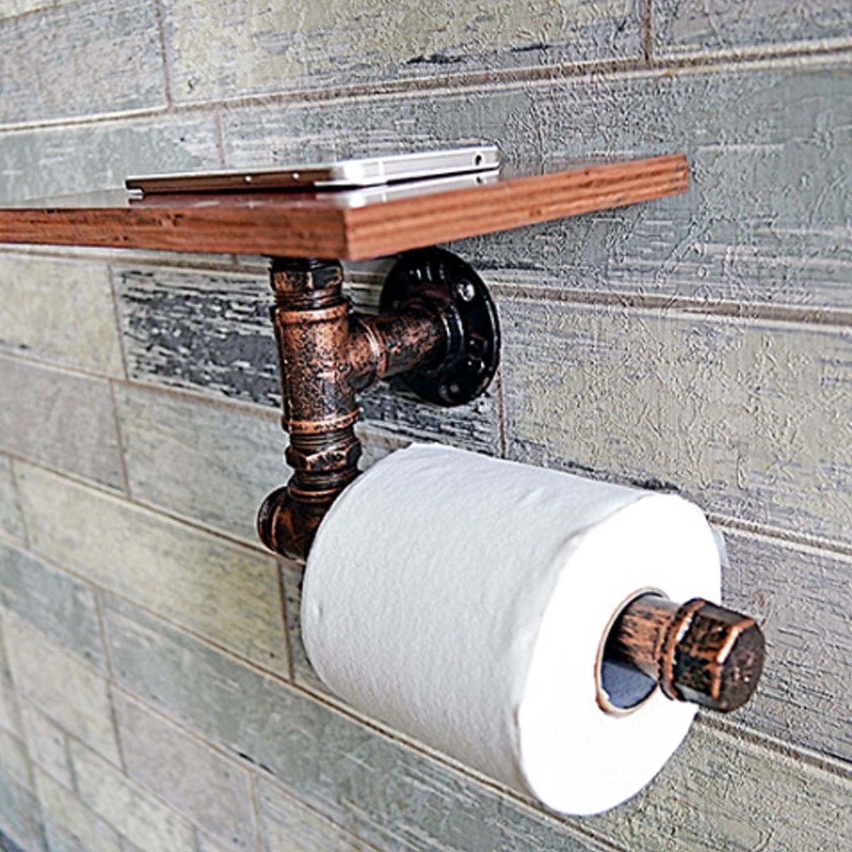 Available Retro Bathroom Toilet Paper Holder Roller Phone Holder Wall Shelf Storage Cover