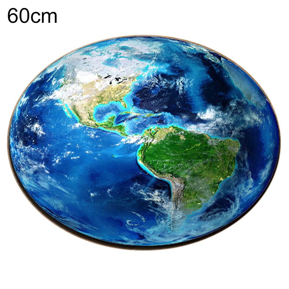 Round Earth Moon Planet 3D Print Soft Carpet Anti-slip Rug Floor Mat Home Decor