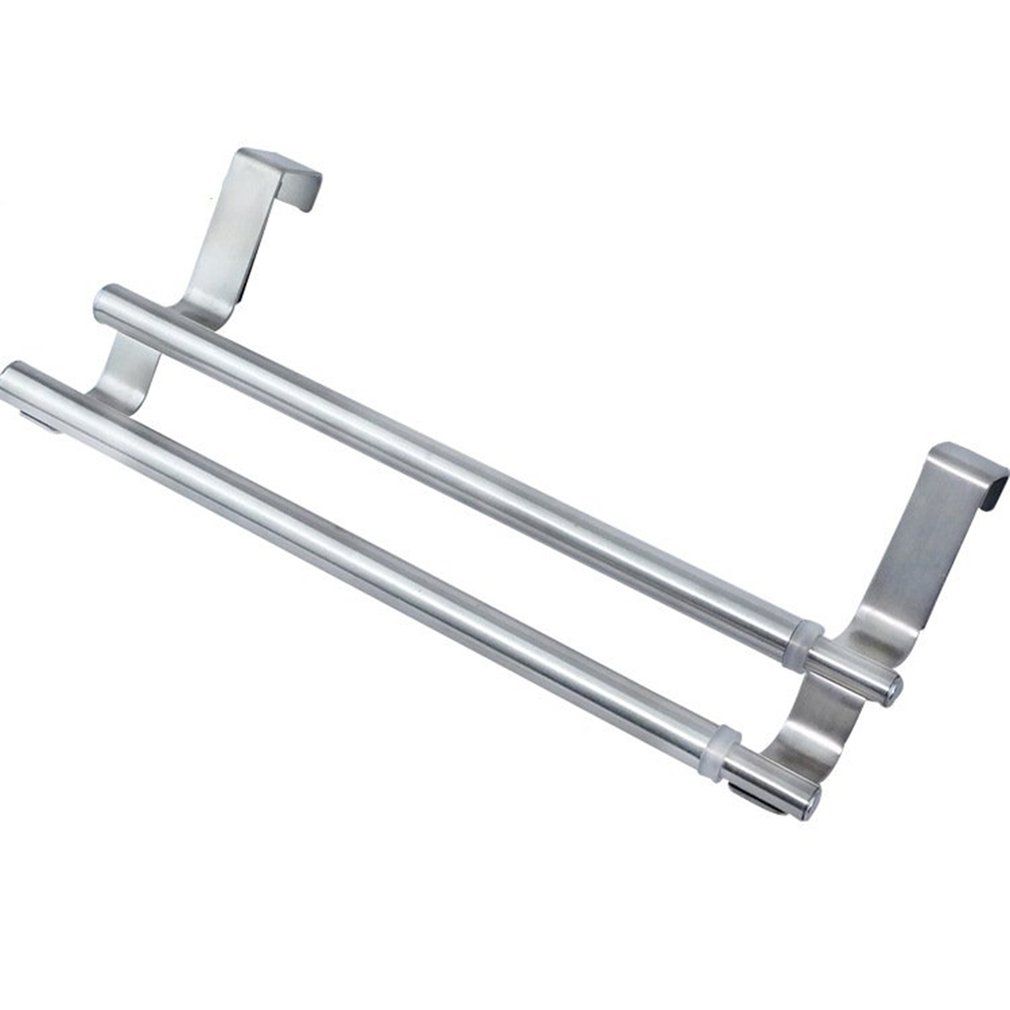 Bathroom Towel Bar Towel Rack Double Layer Stainless Steel Towel Holder Silver