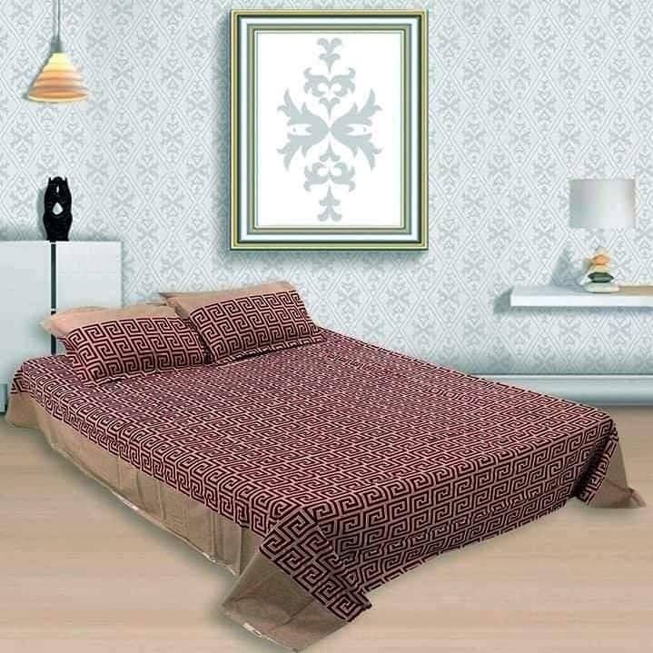 Double Size Cottont Bed Sheet with Matching 2 Pillow Covers