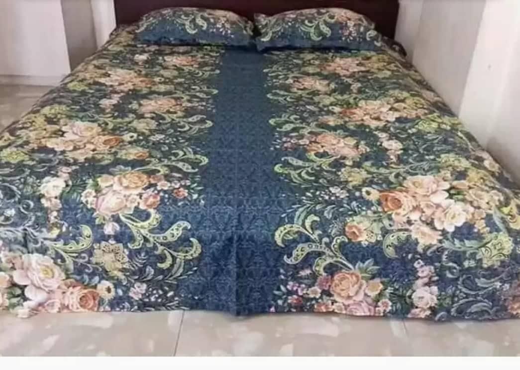 King Size Cotton Bed Sheet With 2 Pillow Cover
