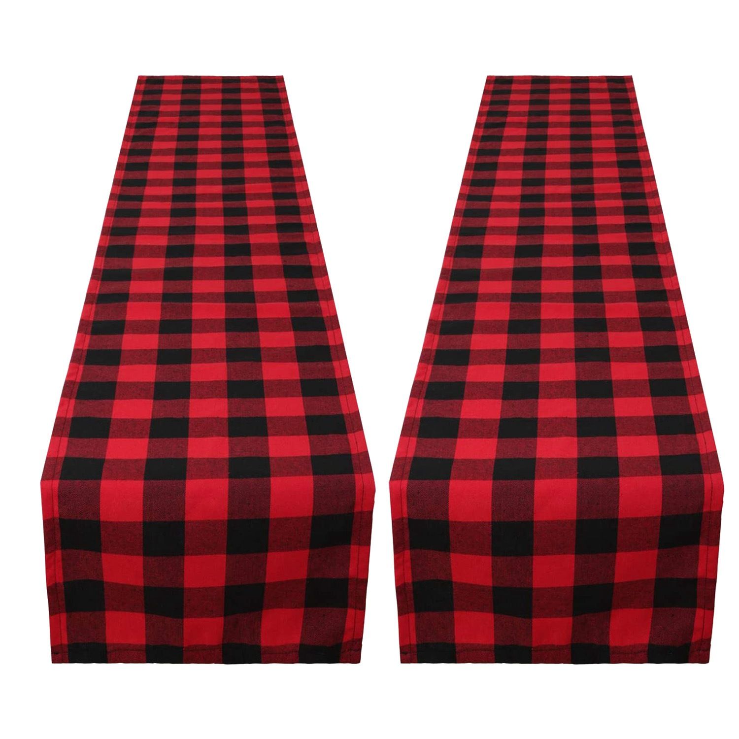 Christmas Plaid Table Runner 2 Pack 13X84 Inch Table Runner Black Red Table for  Year Gatherings Table Decorations