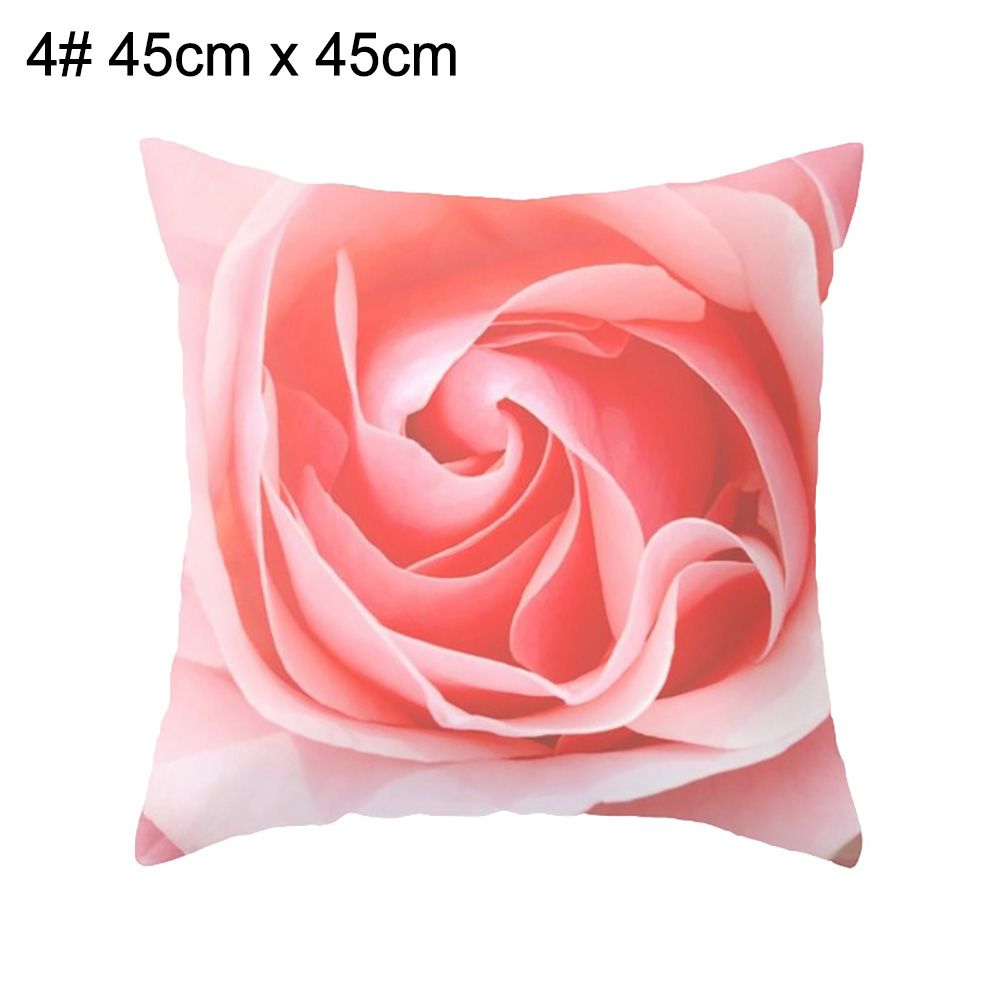 Square Rectangular Peach Skin Rose Flower Pillow Case Cushion Cover Home Decor