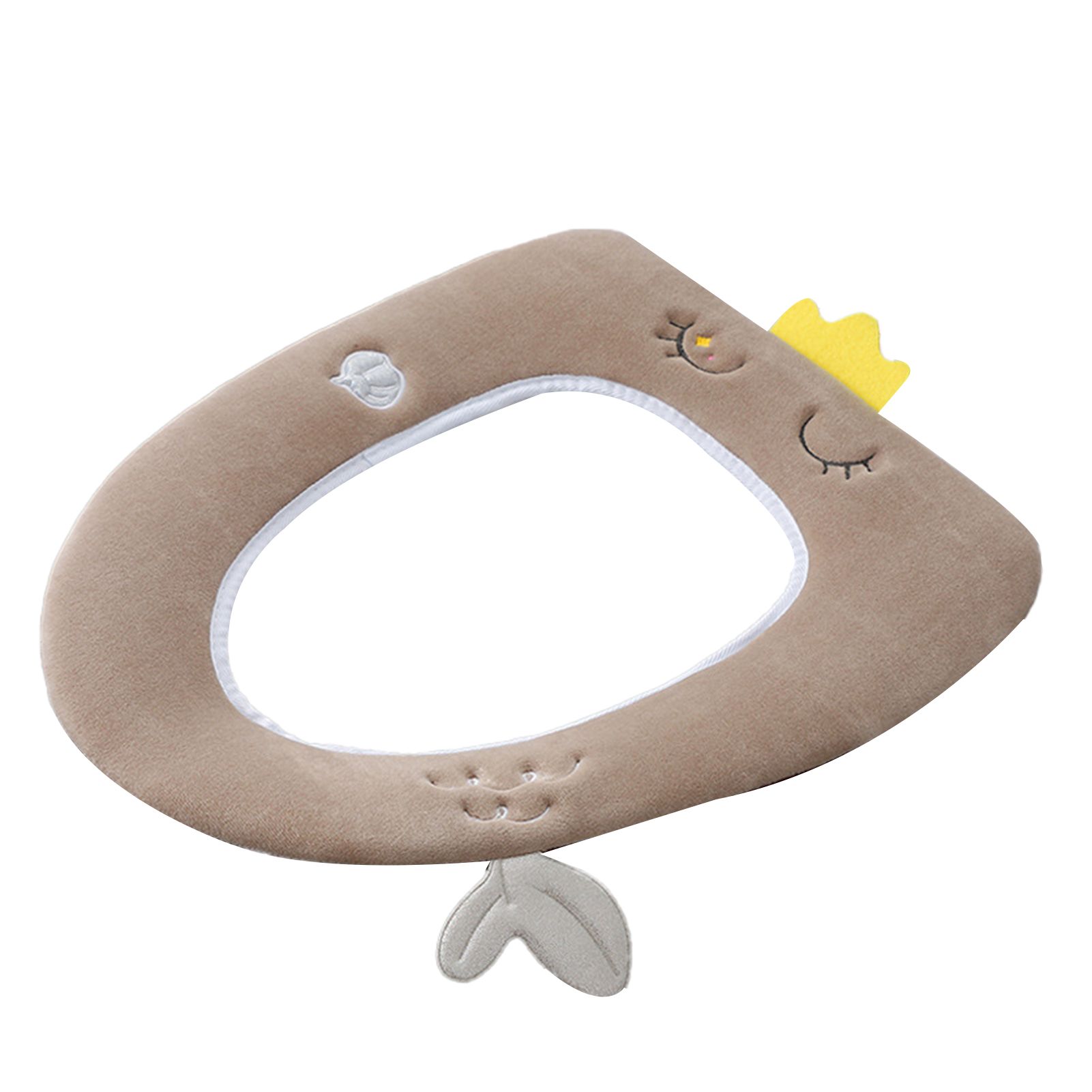 Toilet Pad Thickened with Fastener Tape Polyester Fiber Warmer Washable Cloth Toilet Seat Cover for Bathroom