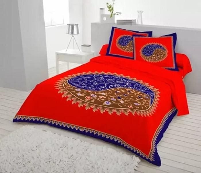 Cotton King Size Bedsheet Set- 3pic - Multicolour From Bonolota Express