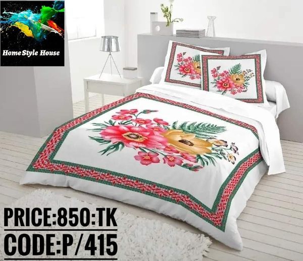 Exclusive Collection I Cotton Double Size Twill Panel Bedsheet with Matching Two Pillow Covers (7.5 X 8.5 Feet) - Multicolor- by Home Style House