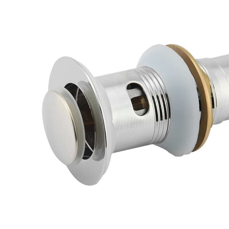 Pop Up Waste Stopper G1 1/4" Chrome Plated Stainless Steel Bathroom Basin Sink Drain Assembly with Overflow